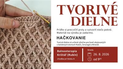 26. 8. Tvorivé dielne - príďte si vyskúšať techniku HAČKOVANIE